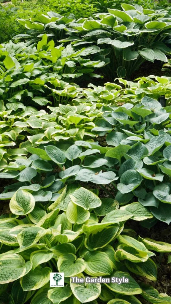 combination of different types of hostas for landscaping
