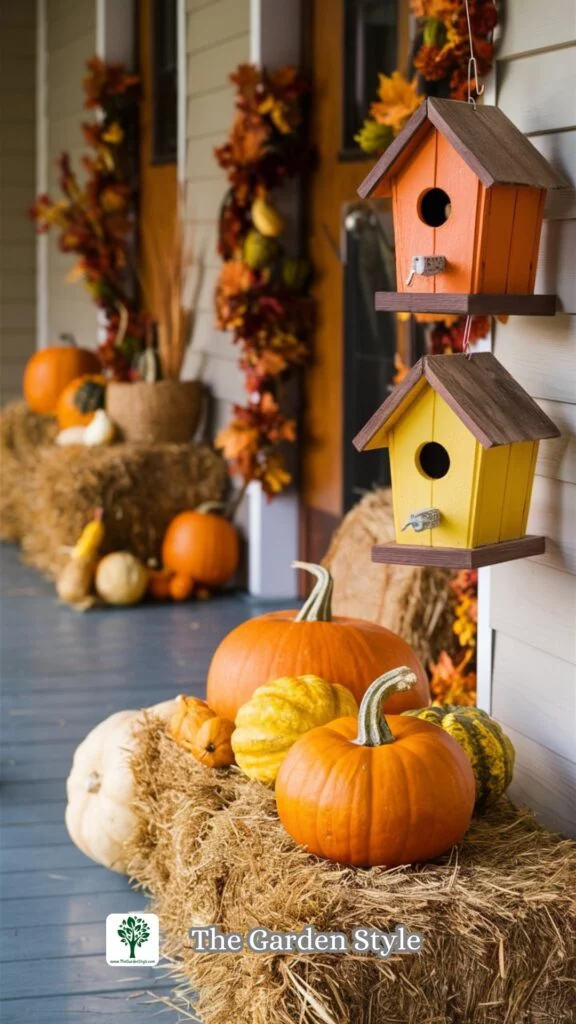 cheap birdhouses painted in fall colors