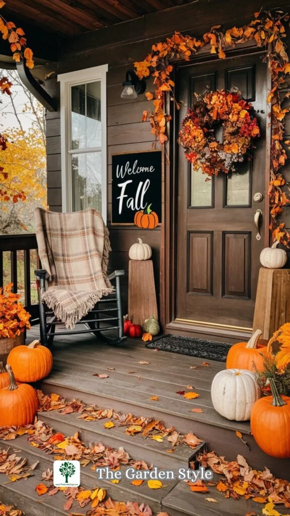 affordable chalkboard in fall porch