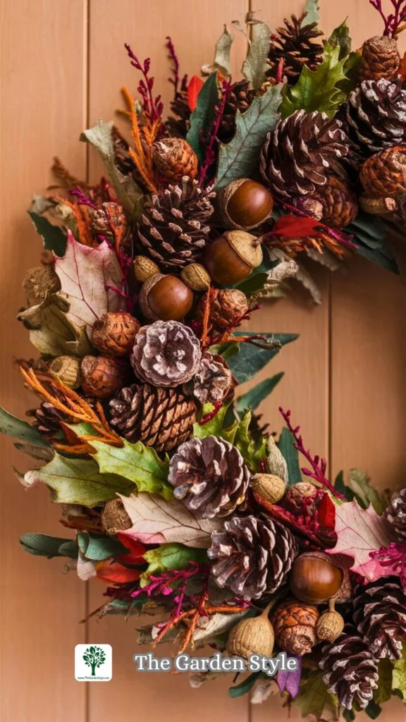 handmade fall wreath with natural elements