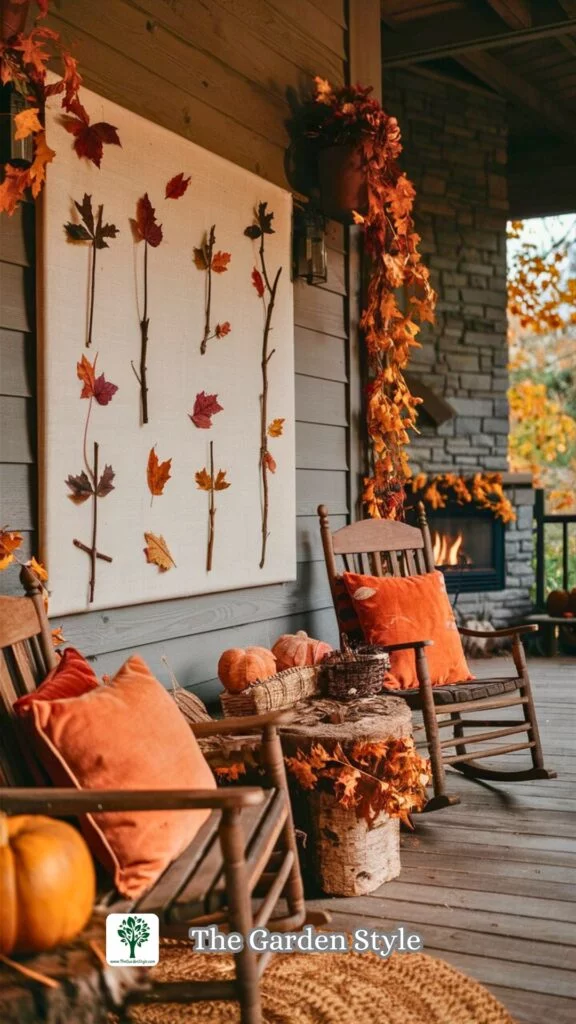 canva with twig and leaf for fall decor